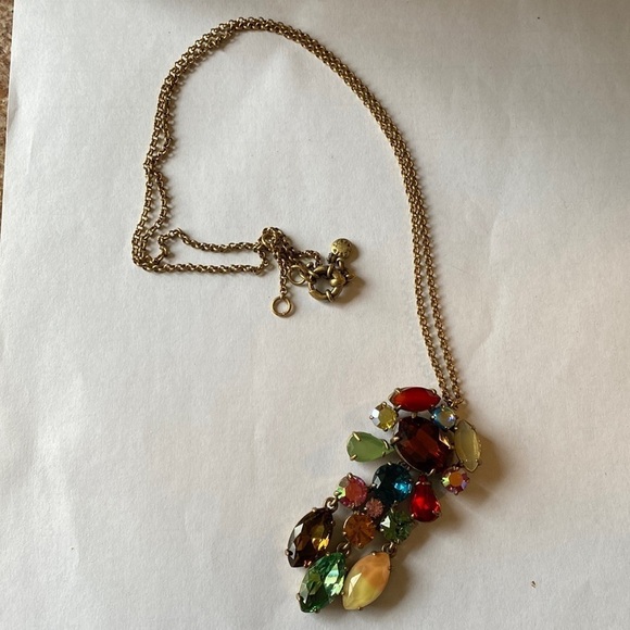 J.‎ Crew Art Deco retro style gold and multicolored crystal statement necklace - Picture 2 of 5